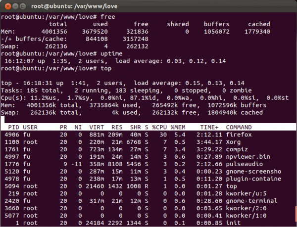 linux/ubuntu下free/top查看内存占用大的原因