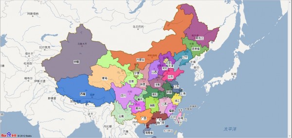 百度地图各省份轮廓-上不同颜色-包括台湾